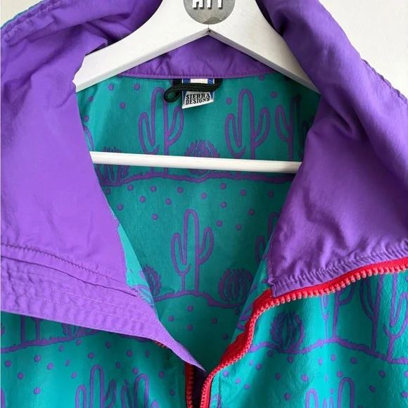 Sierra Designs Teal and Purple Cactus Windbreaker Jacket - Picture 5 of 6